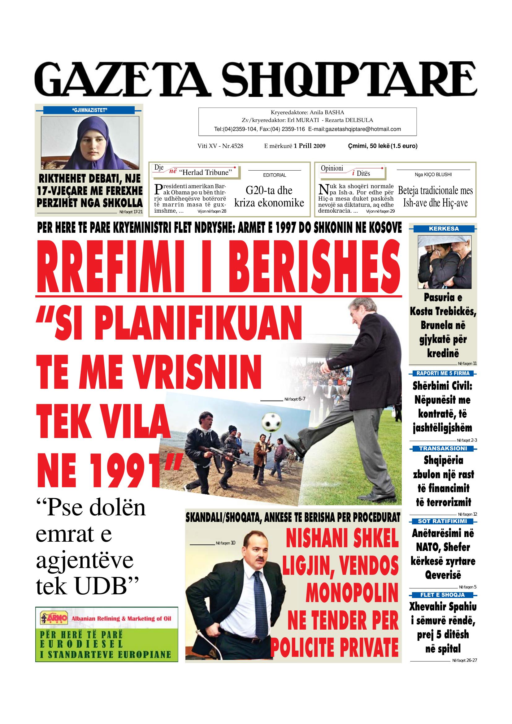 Gazeta Shqiptare 2009-04-01